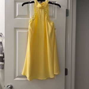 Lulu’s Yellow Sleeveless Dress with Lace Detail